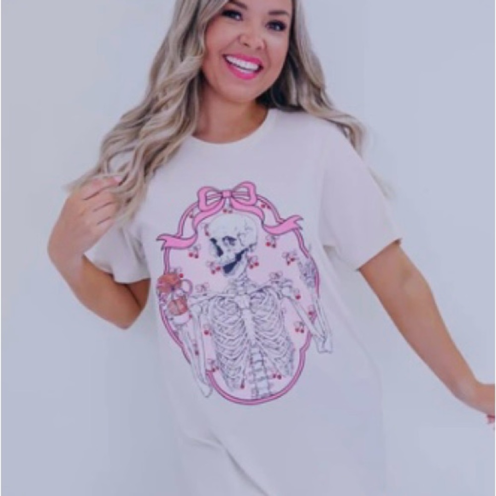 Pink Skeleton Graphic Tee